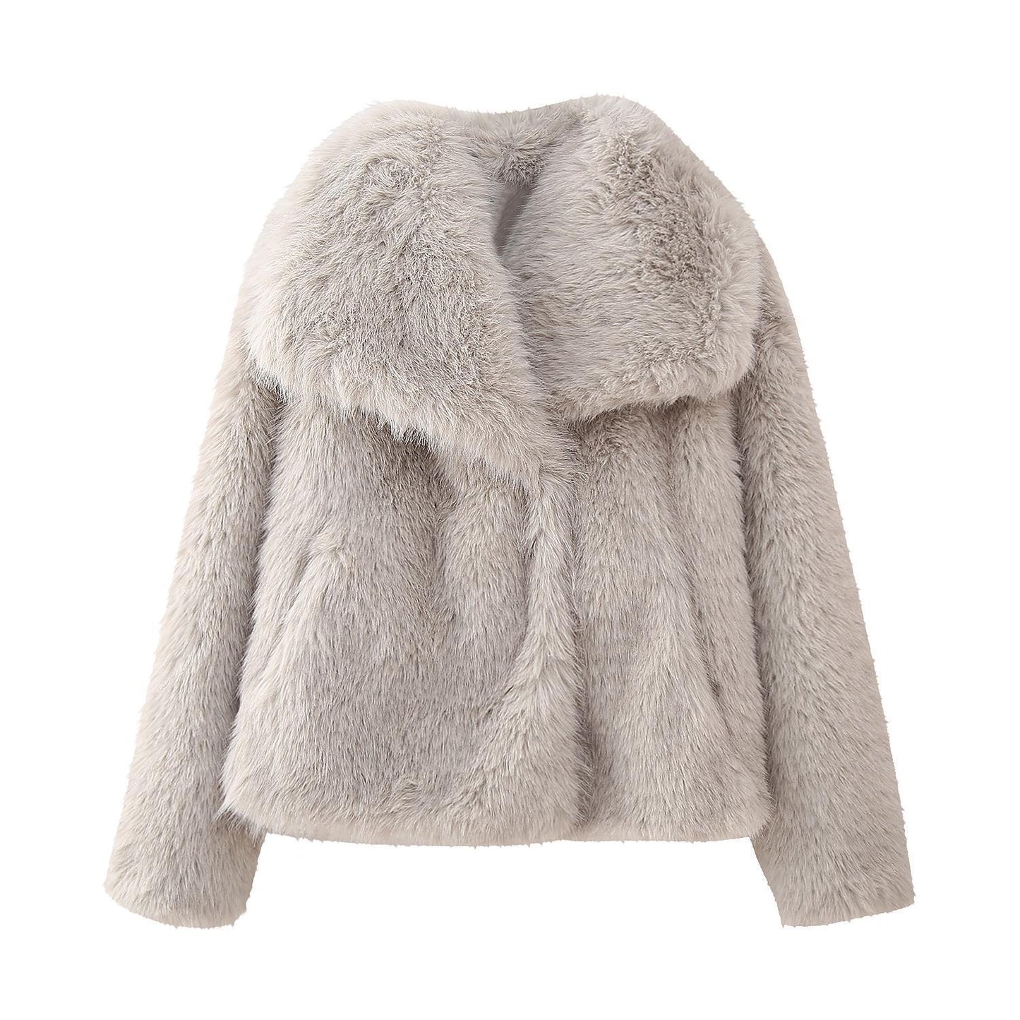 Scarlett Oversized Fur Jacket | Shawl Collar Cropped Jacket