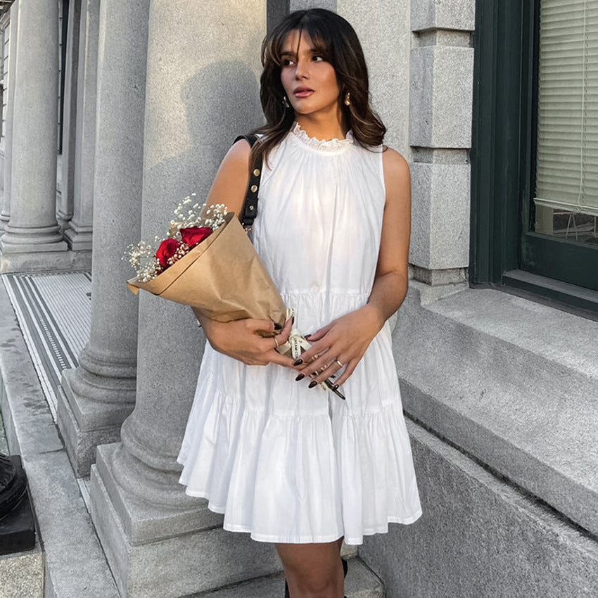 Women's A-line Dress - Sleeveless Loose Fit - Layered Hem - Light Everyday Wear