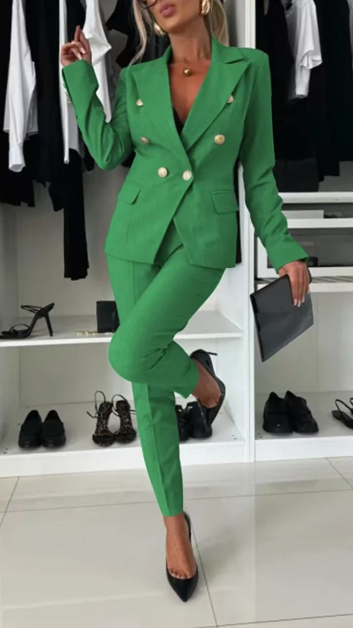 Women's Blazer – Slim Fit – Double-Breasted – Tailored Silhouette – Office Wear