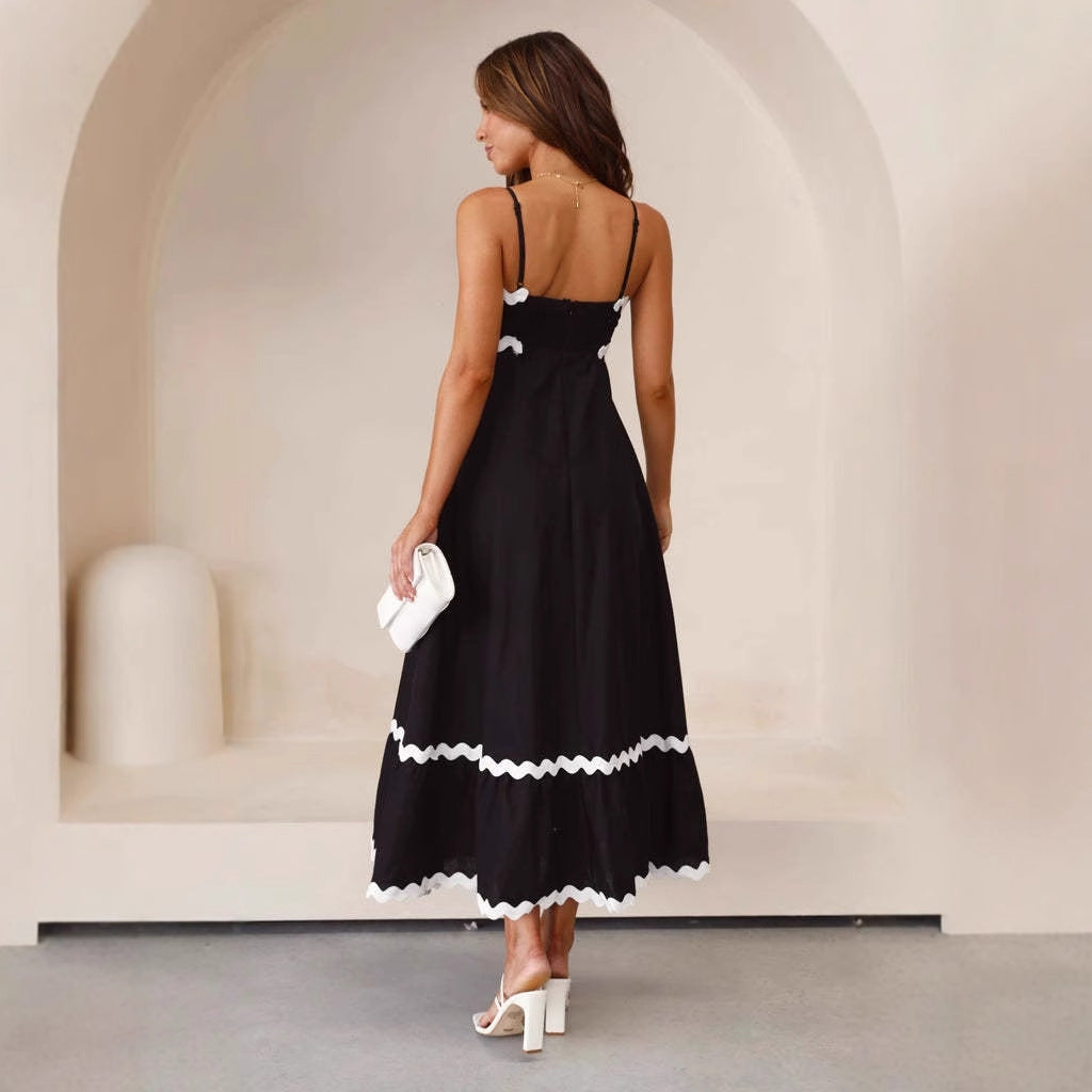 Women's Maxi Dress – A-line Fit – Ruffles and Layers – Strapless Cotton