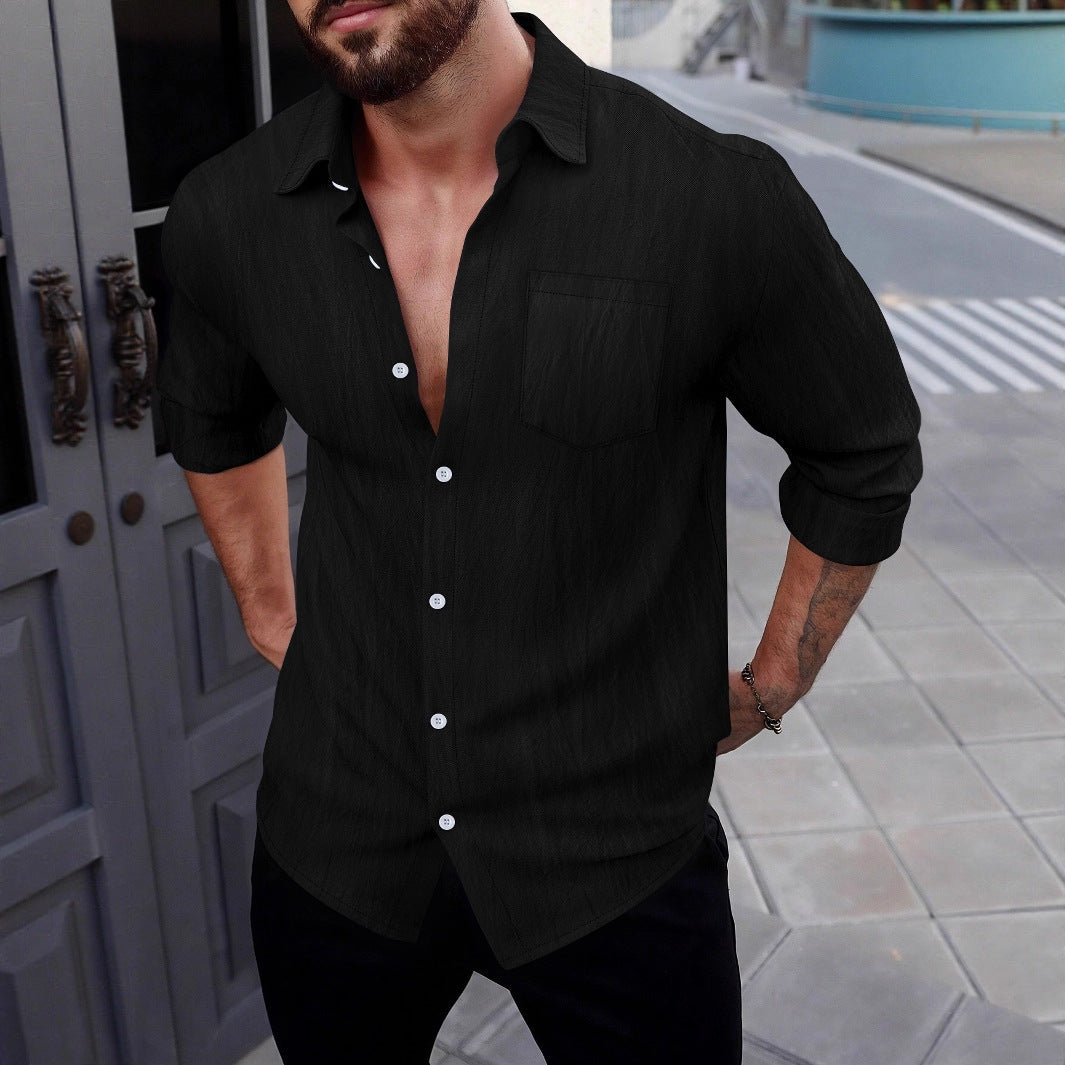 Men's Shirt – Slim Fit – Cotton Blend – Classic Collar – Chest Pocket