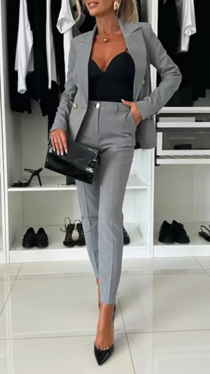 Women's Blazer – Slim Fit – Double-Breasted – Tailored Silhouette – Office Wear