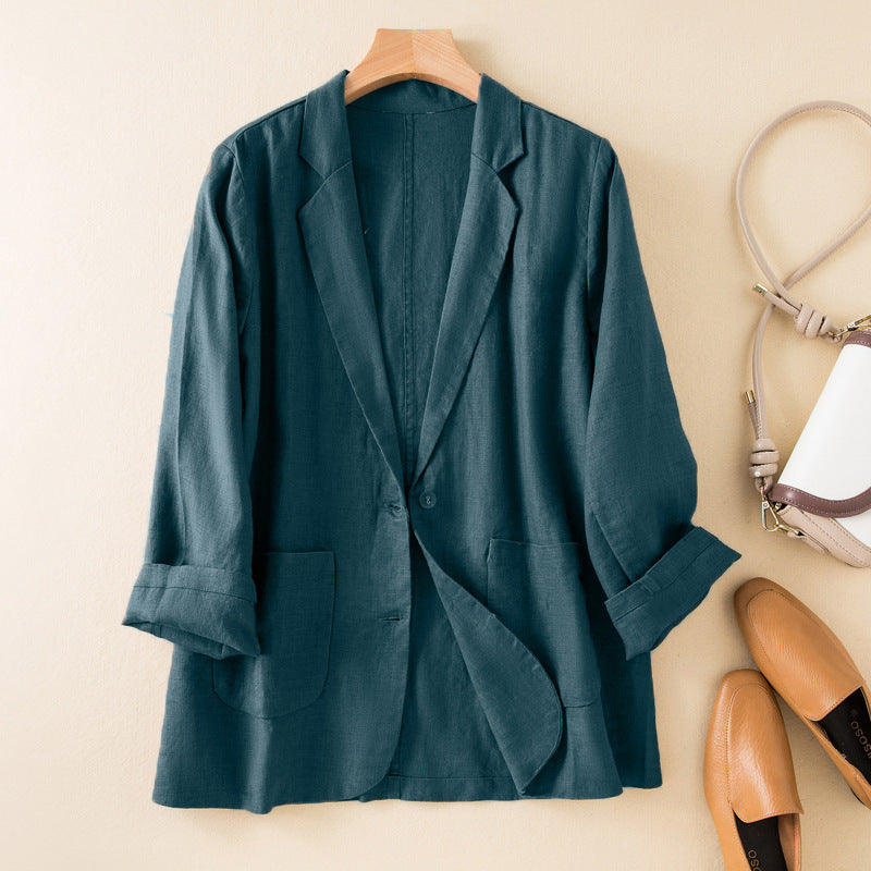 Women's Jacket – Relaxed Fit – Natural Fibers – Long Sleeves with Lapels