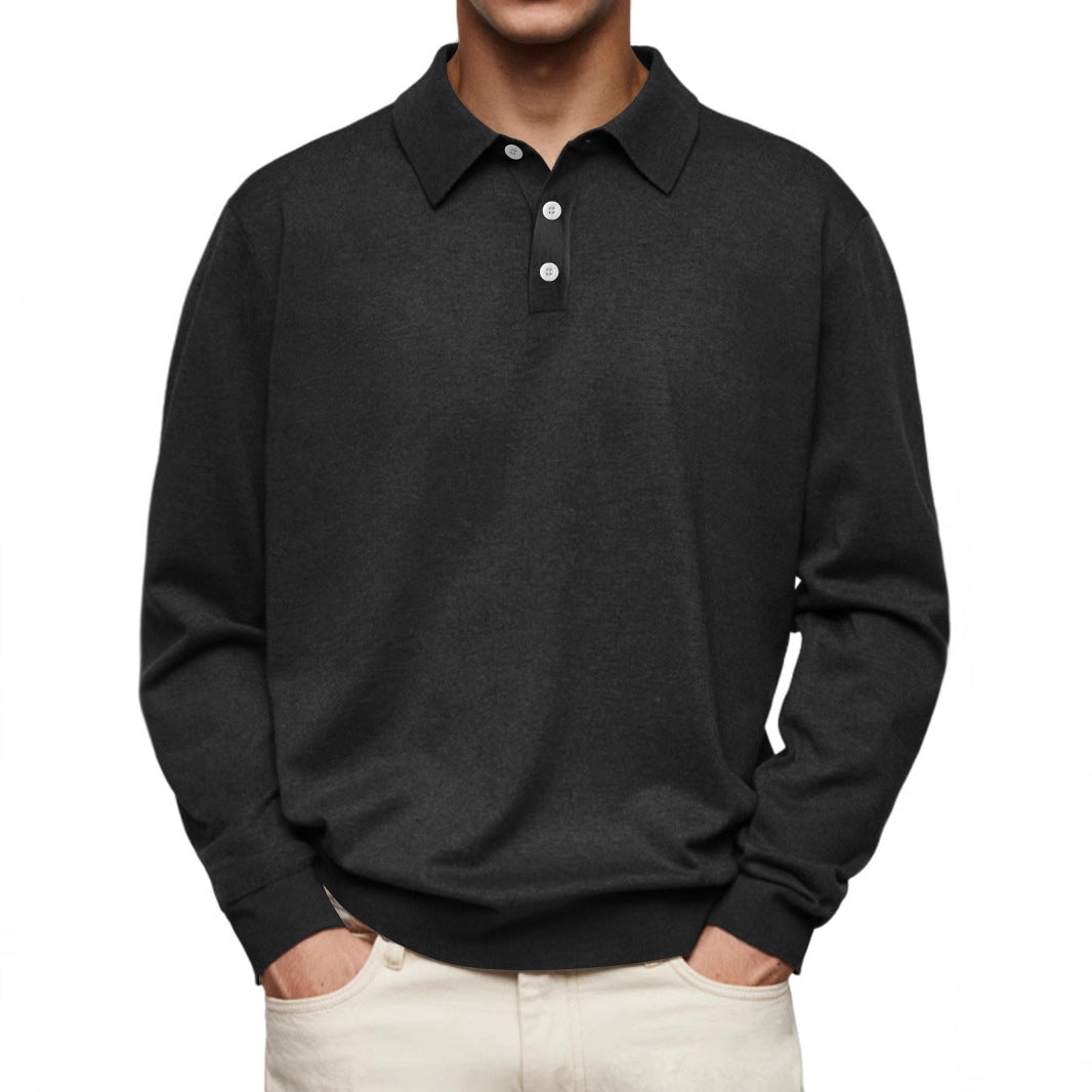 Men's Polo Shirt – Relaxed Fit – Long Sleeve – Soft Knit – Breathable Fabric