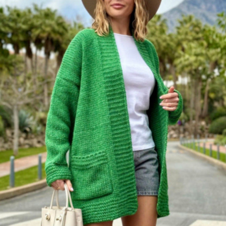 Women's Cardigan – Chunky Knit – Oversized Fit – Open Front – Wool Blend