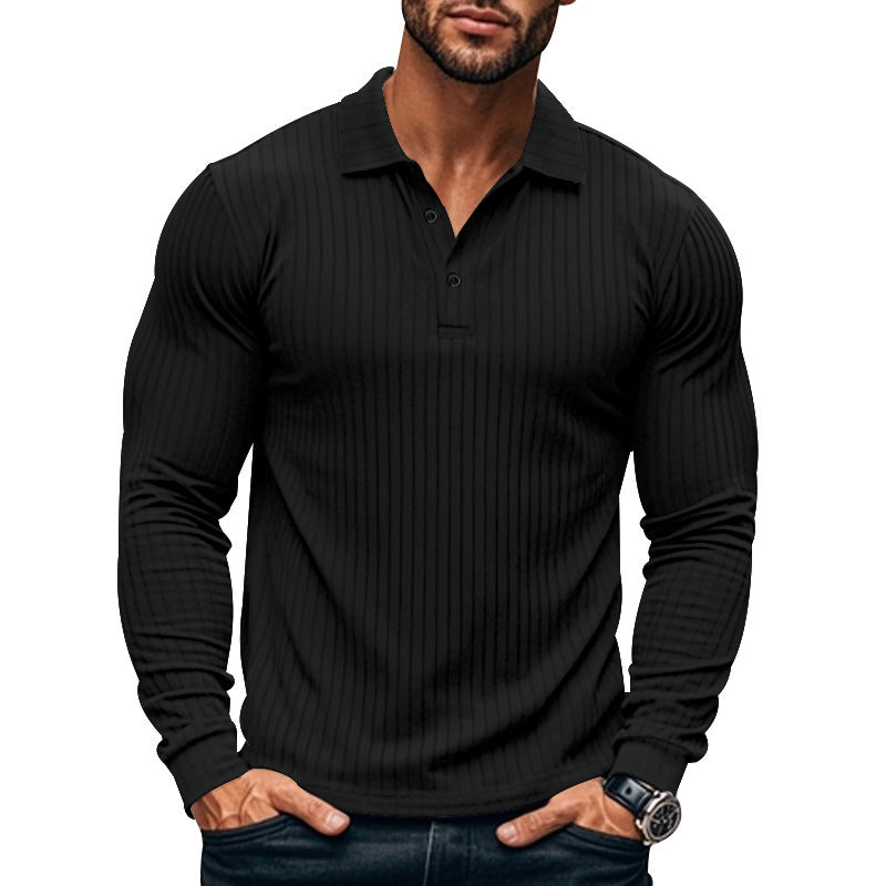 Men's Shirt Henley – Slim Fit – Ribbed Knit – Long Sleeve – Modern Collar