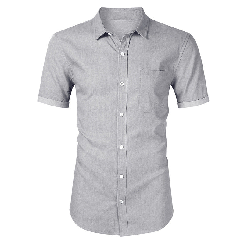 Men's shirt with short sleeves – Slim fit – Breathable cotton – Chest pocket – Button placket