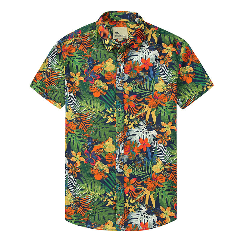 Men's Shirt – Hawaiian Shirt – Short Sleeve – Breathable Cotton – Casual Button Closure
