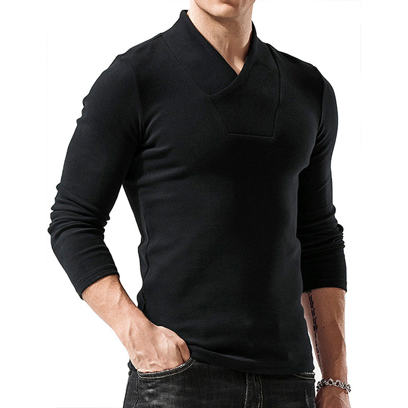 Men's Sweater – Slim Fit – Wool – Asymmetric Collar – Minimalist Design