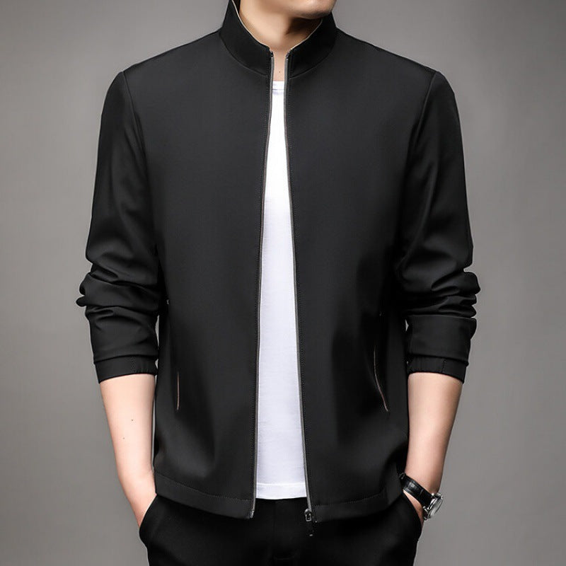 Men's Jacket – Tailored Fit – Stand Collar – Zipper Closure – Business Casual