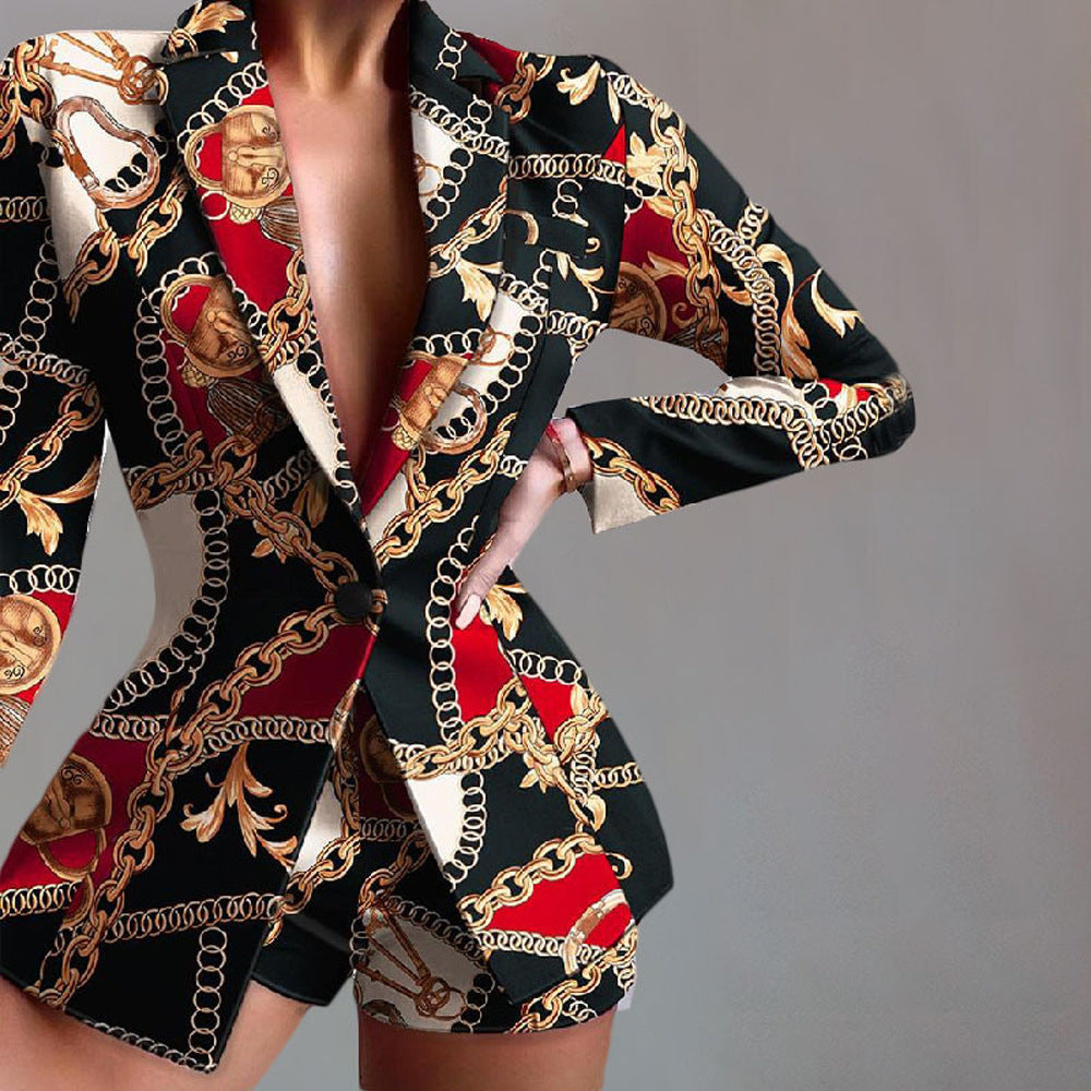 Women's Blazer – Tailored Fit – Leopard Pattern – Notched Lapels – Elegant Statement