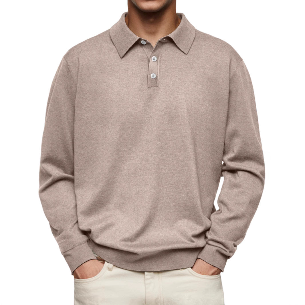 Men's Polo Shirt – Relaxed Fit – Long Sleeve – Soft Knit – Breathable Fabric