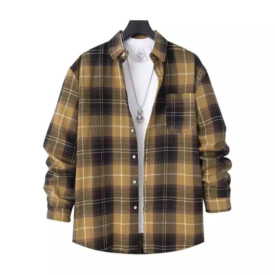 Men's Shirt – Checkered Pattern – Oversized Fit – Long-Sleeved with Chest Pocket
