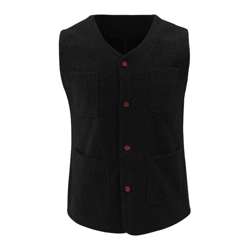 Men's Vest – Tailored Fit – Wool Feel – Buttons – Welt Pockets – Smart Layered Style