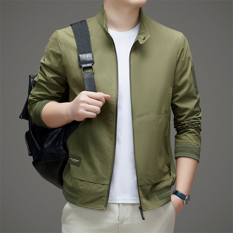 Men's Jacket – Regular fit – Smooth lightweight fabric – Zipper – High collar – Ribbed edges