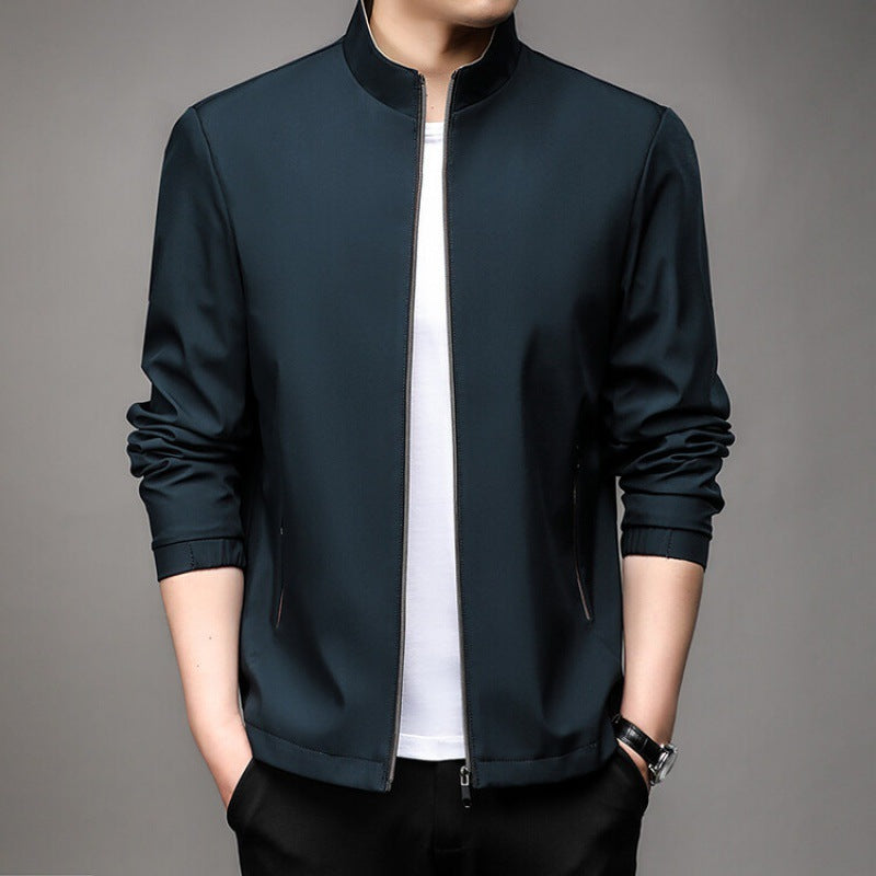 Men's Jacket – Tailored Fit – Stand Collar – Zipper Closure – Business Casual