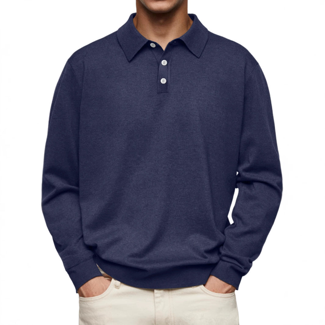 Men's Polo Shirt – Relaxed Fit – Long Sleeve – Soft Knit – Breathable Fabric