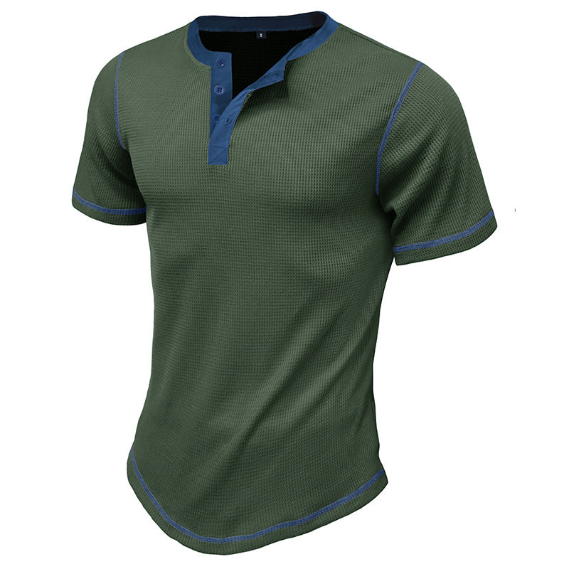 Men's Shirt Henley – Modern Fit – Breathable Cotton – Short Sleeve – Contrast Details