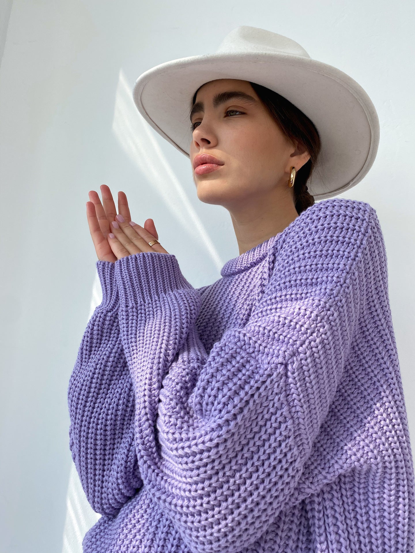 Women's Sweater – Knitted Oversized Fit – Ribbed Texture – Relaxed Round Neck