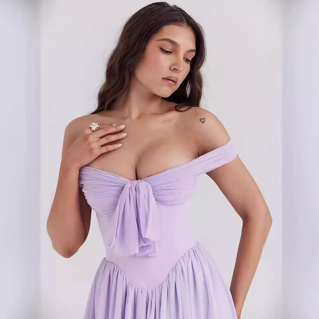 Dress for Women – Mini Dress – Off Shoulder – Bow Detail – Light and Airy Fit