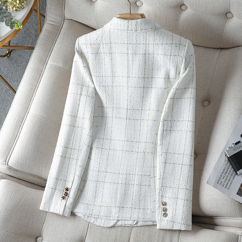 Women's Blazer – Tailored Fit – Structured Tweed – Double-Breasted with Buttons