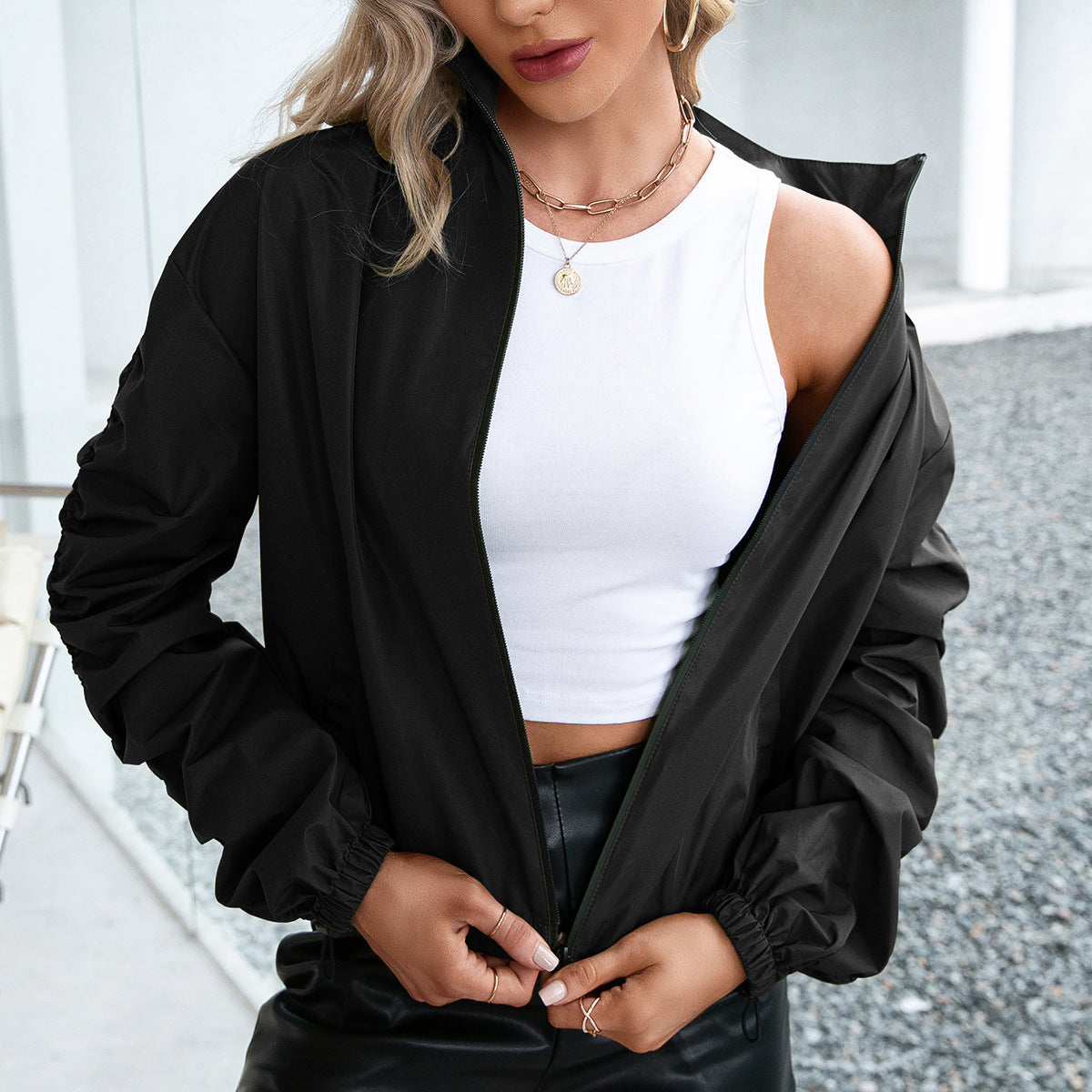 Women's Jacket – Water-Repellent – Relaxed Fit – Zipper – Elastic Cuffs