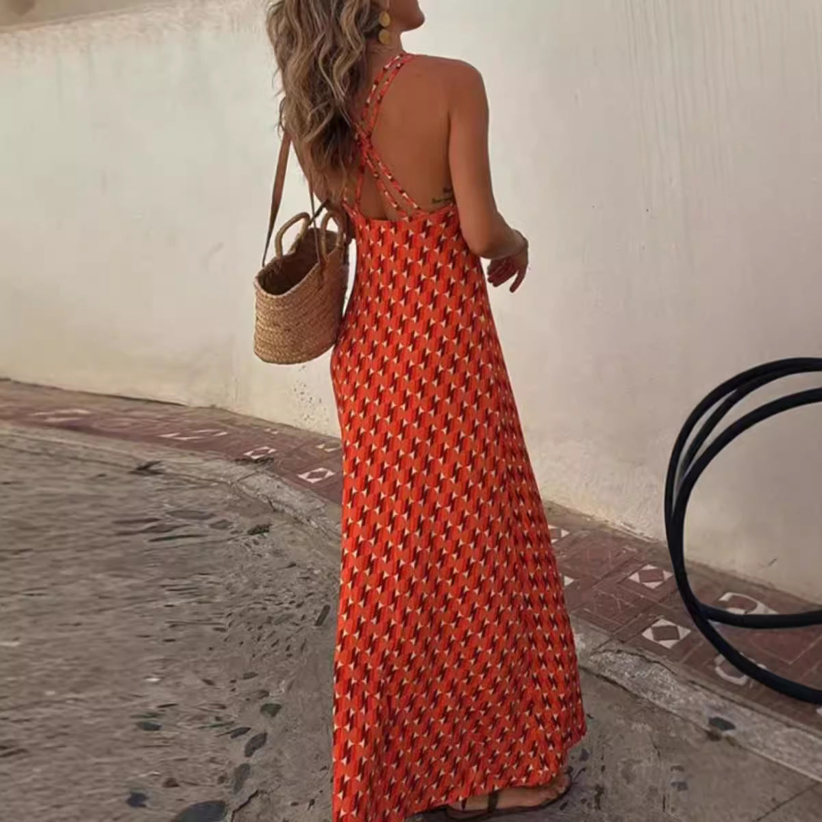 Dress woman – Slim fit – Halterneck with cut-out – Long – Light and breathable fabric