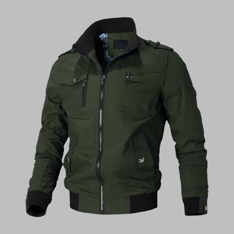 Men's Bomber Jacket – Cotton – Relaxed Fit – Zipper Closure – Ribbed Edge