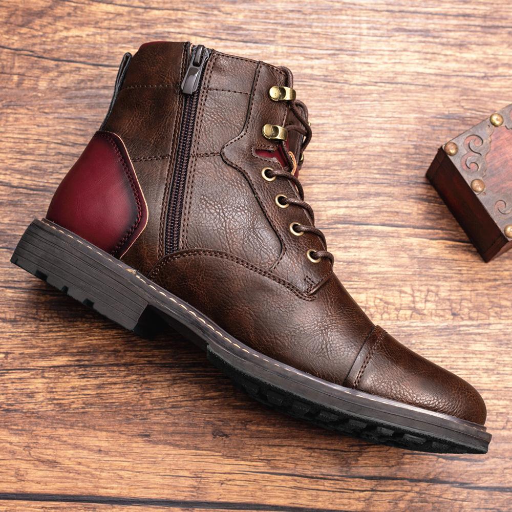 Men's Boots – Leather – Lacing – Robust Sole – Comfortable and Durable
