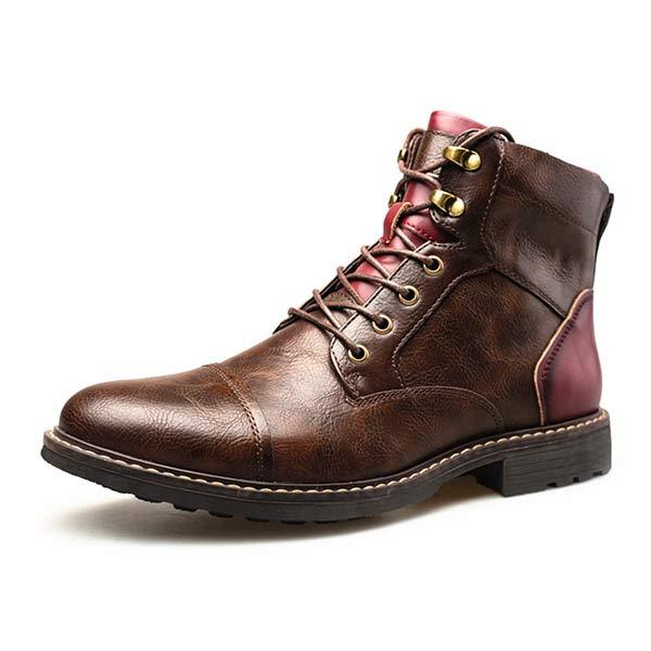 Men's Boots – Leather – Lacing – Robust Sole – Comfortable and Durable