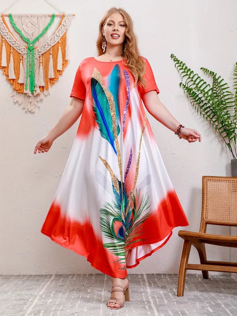 Kara - Wide dress with colorful pattern