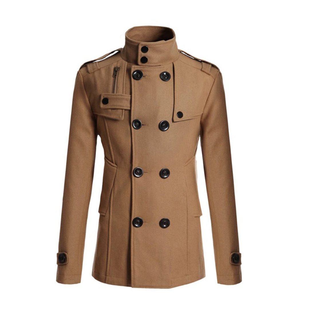 Men's Coat – Wool Blend – Structured Fit – Double-Breasted – High Collar