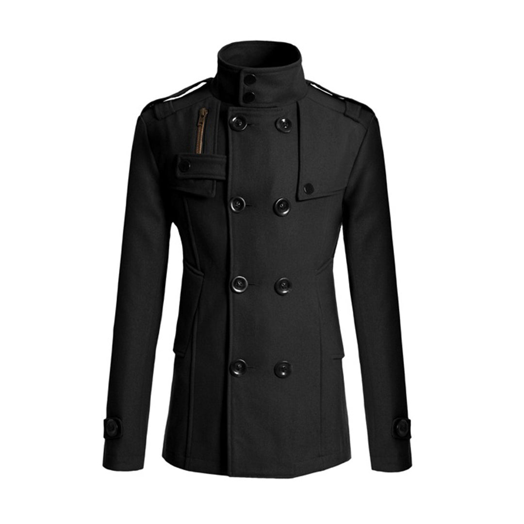 Men's Coat – Wool Blend – Structured Fit – Double-Breasted – High Collar