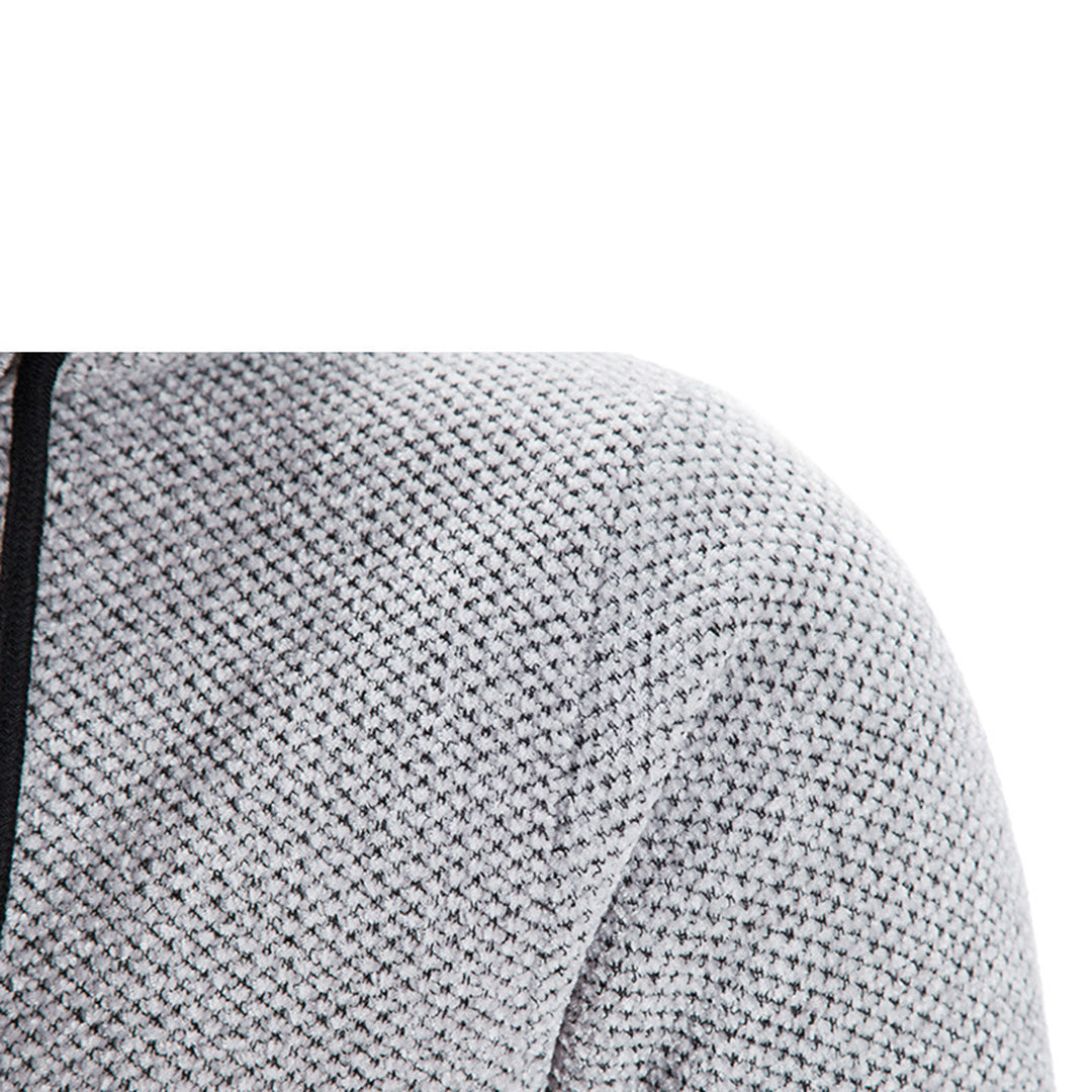 Men's Hoodie - Knitted Fabric - Zipper - Soft Lining - Adjustable Hood