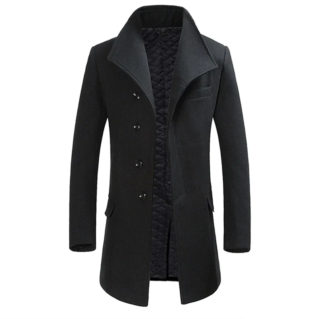 Men's Coat – Wool Blend – Tailored Fit – Quilted Lining – Classic Cut