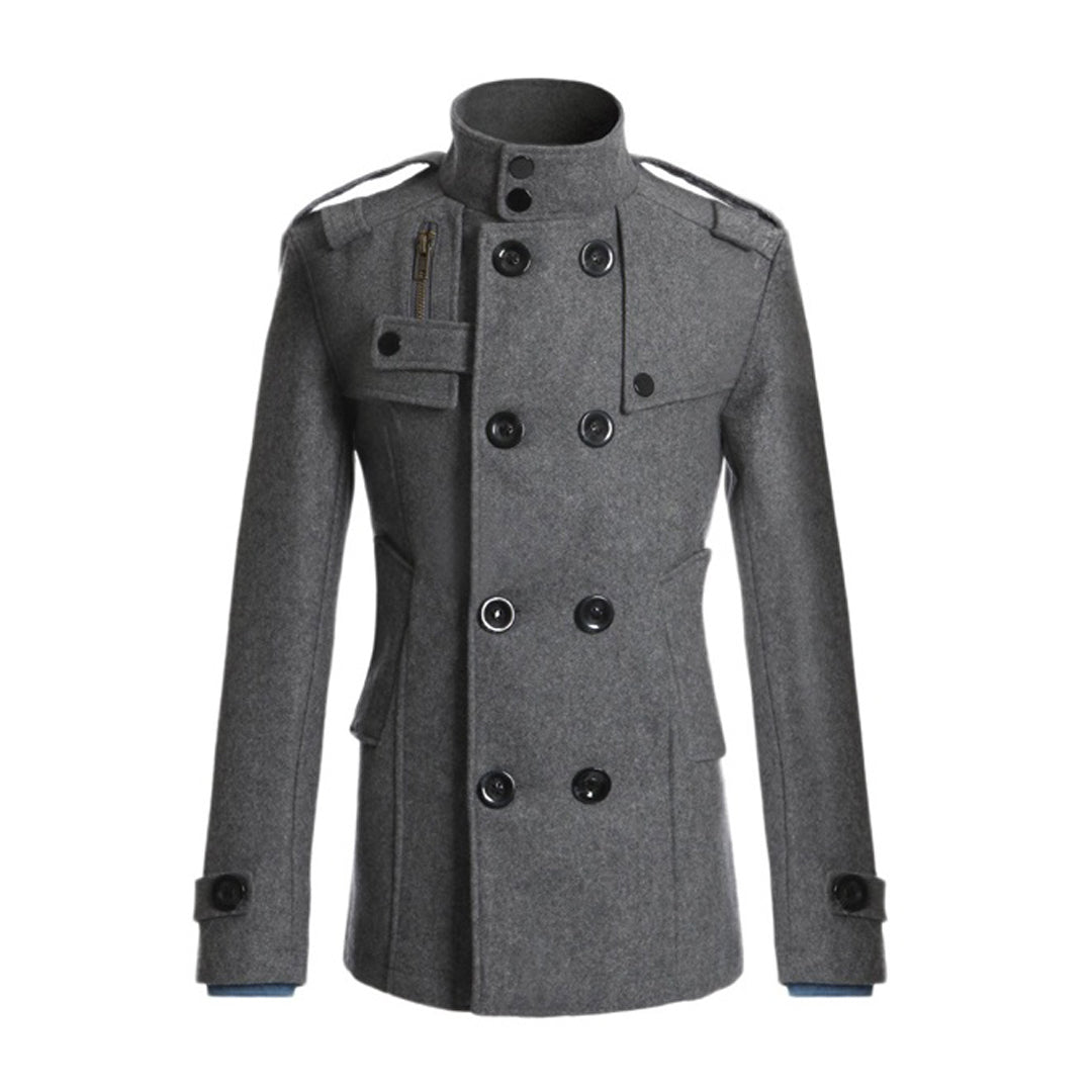 Men's Coat – Wool Blend – Structured Fit – Double-Breasted – High Collar
