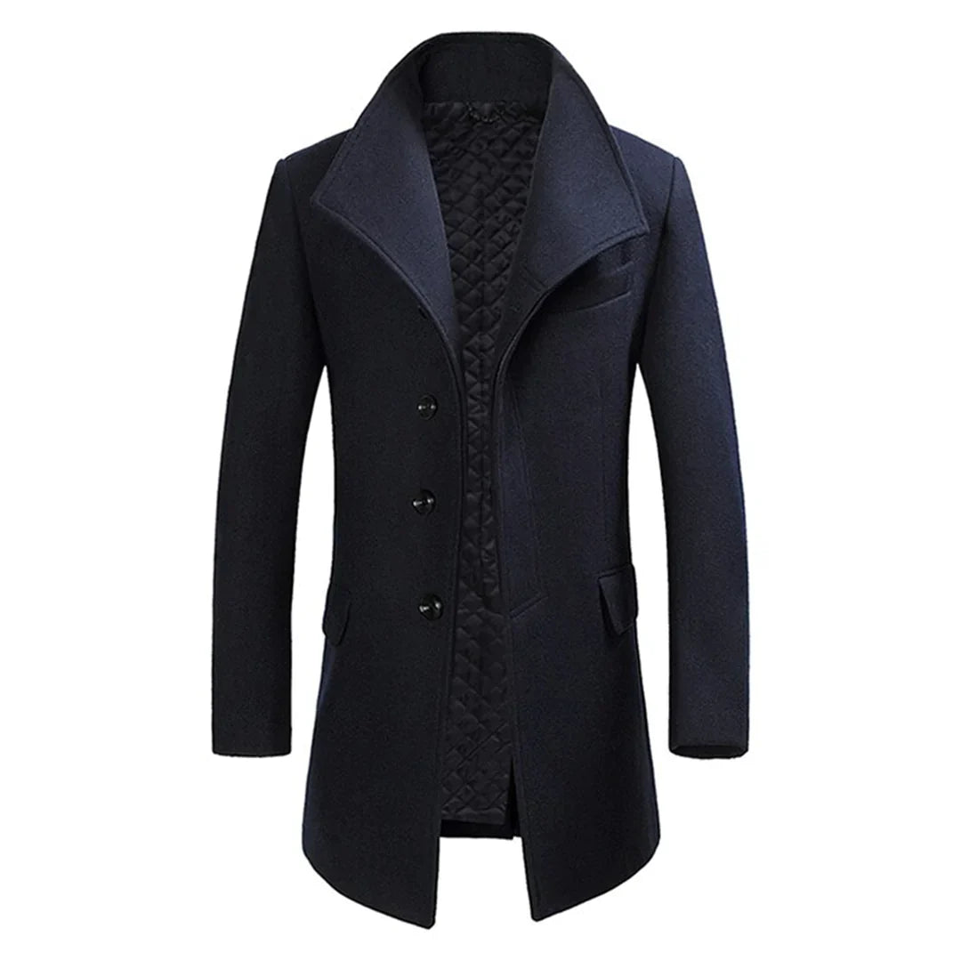 Men's Coat – Wool Blend – Tailored Fit – Quilted Lining – Classic Cut