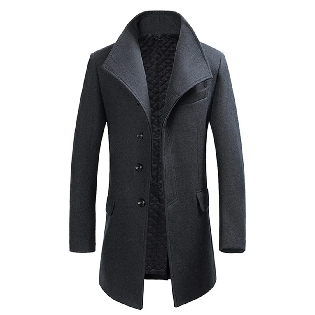 Men's Coat – Wool Blend – Tailored Fit – Quilted Lining – Classic Cut