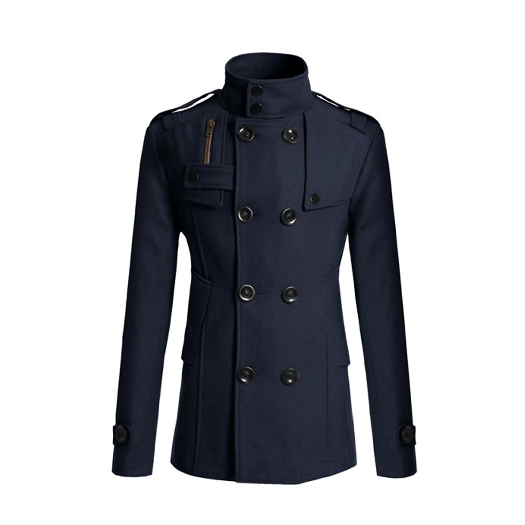 Men's Coat – Wool Blend – Structured Fit – Double-Breasted – High Collar