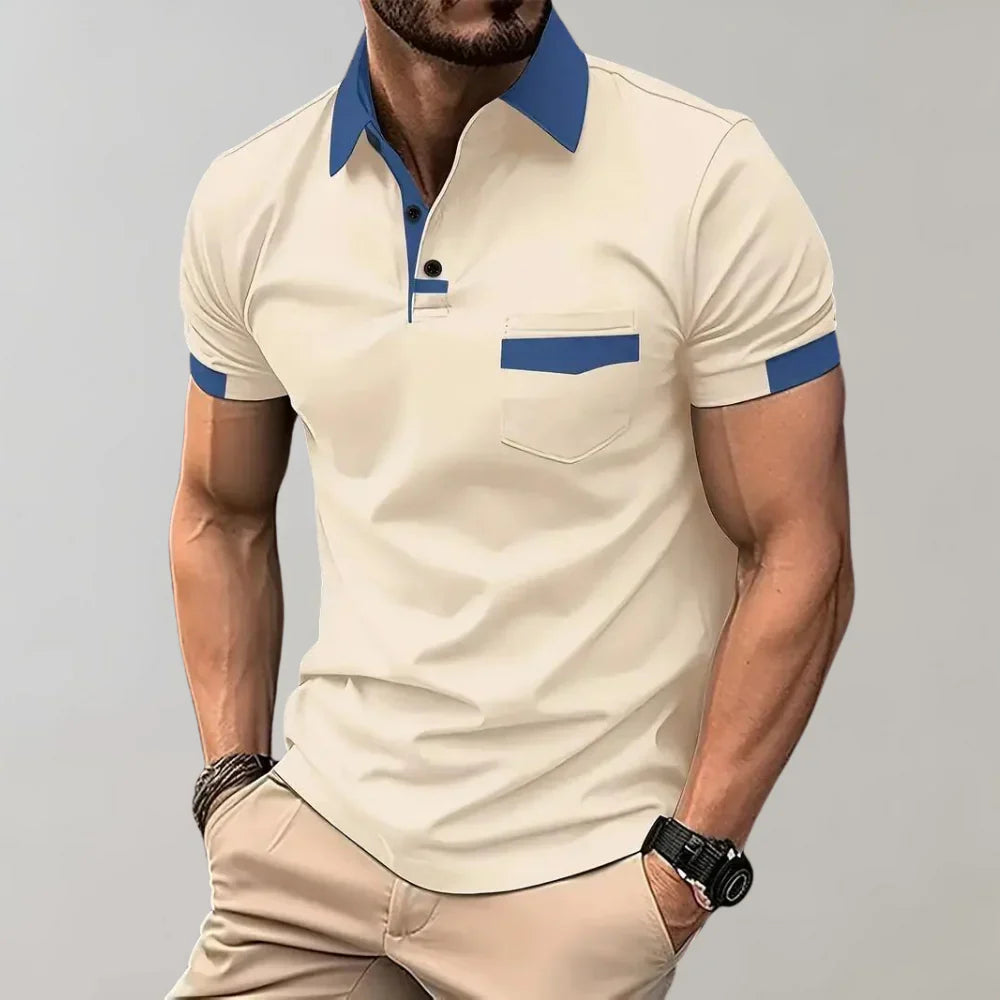 Men's Pique Shirt – Slim Fit – Soft Knit – Chest Pocket – Short Sleeve Casual Style