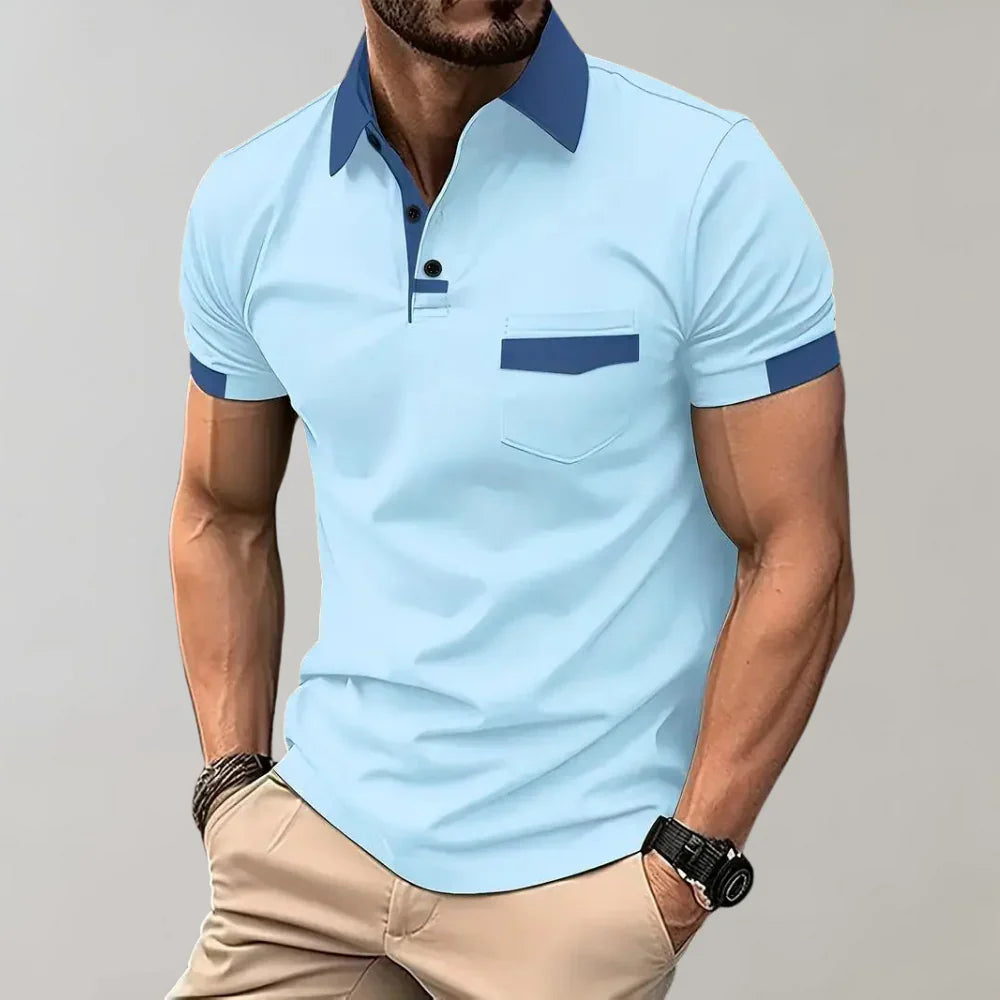 Men's Pique Shirt – Slim Fit – Soft Knit – Chest Pocket – Short Sleeve Casual Style