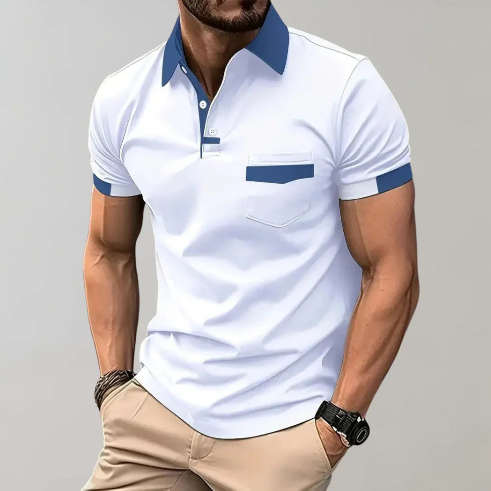 Men's Pique Shirt – Slim Fit – Soft Knit – Chest Pocket – Short Sleeve Casual Style