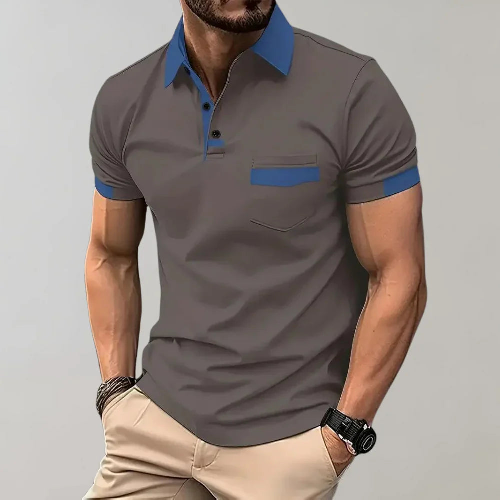 Men's Pique Shirt – Slim Fit – Soft Knit – Chest Pocket – Short Sleeve Casual Style