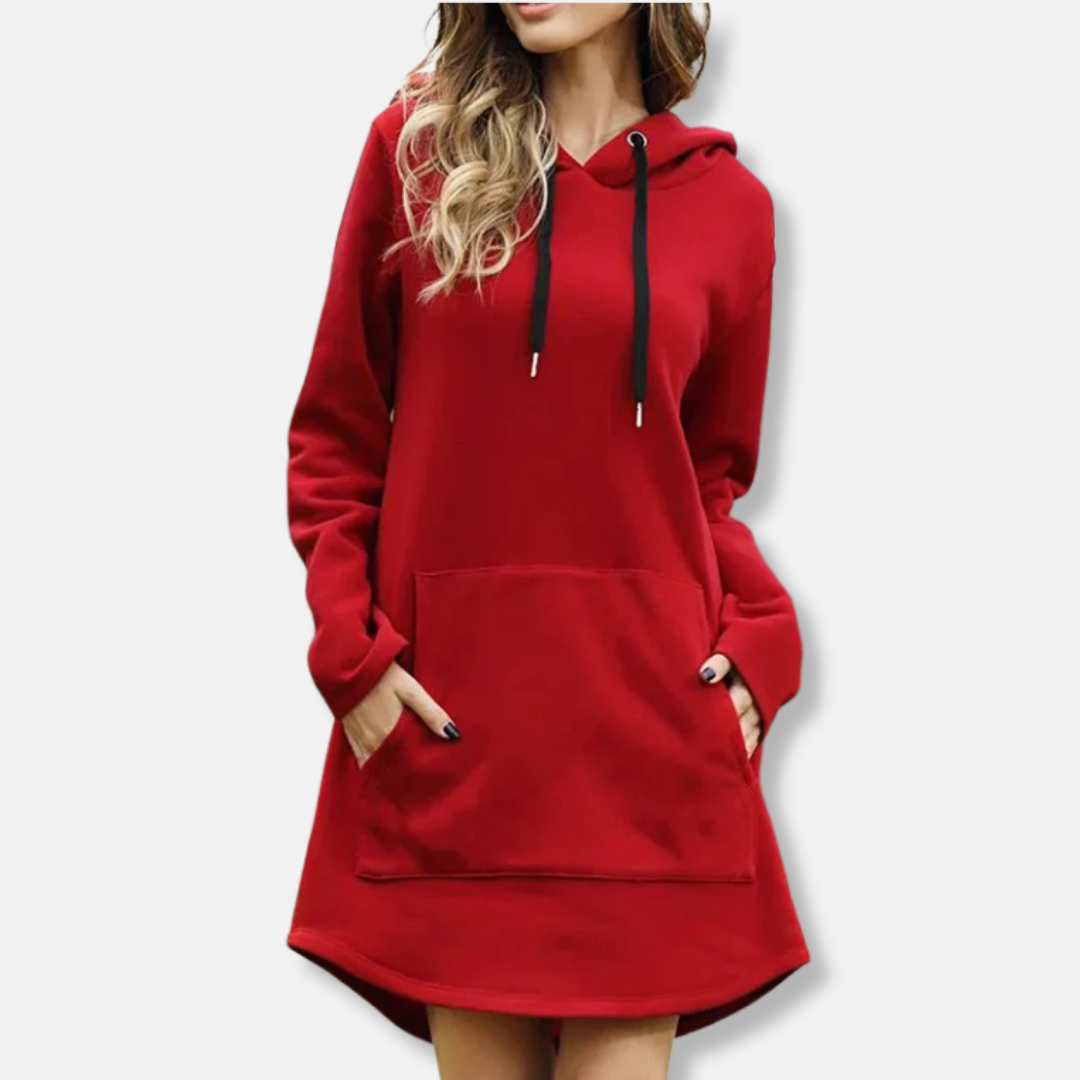 Women's Hoodie Dress – Relaxed Fit – Soft Cotton Blend – Long Sleeves