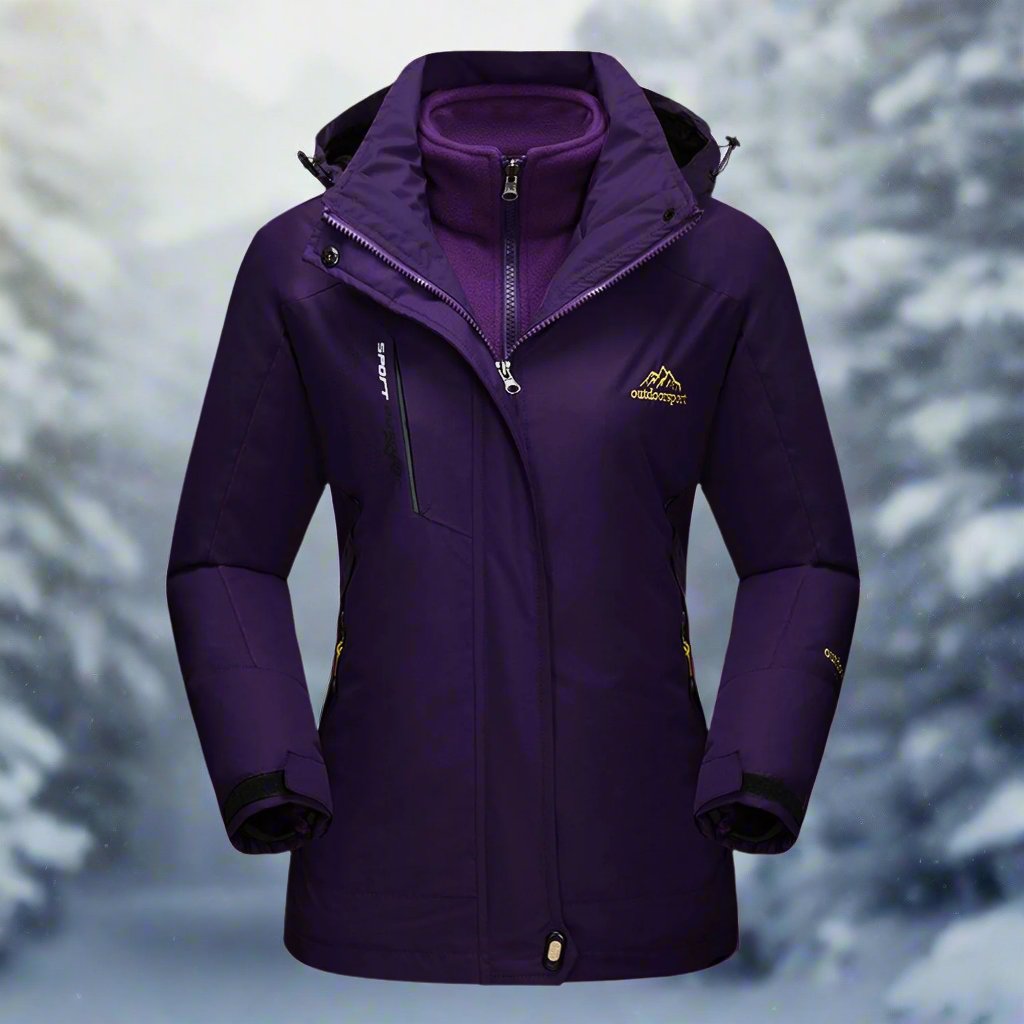 Women's Shell Jacket - Waterproof and Windproof - Insulated Lining - Detachable Hood - Adjustable Cuffs