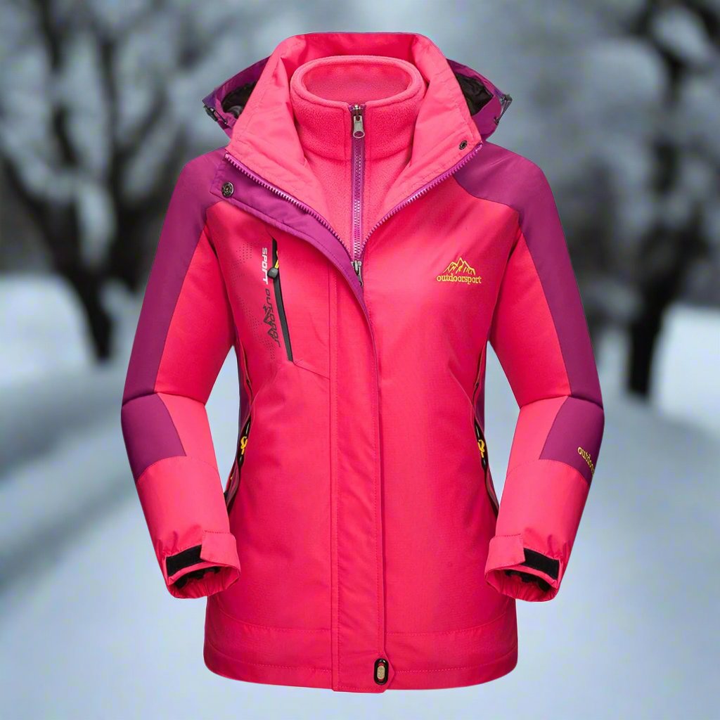 Women's Shell Jacket - Waterproof and Windproof - Insulated Lining - Detachable Hood - Adjustable Cuffs