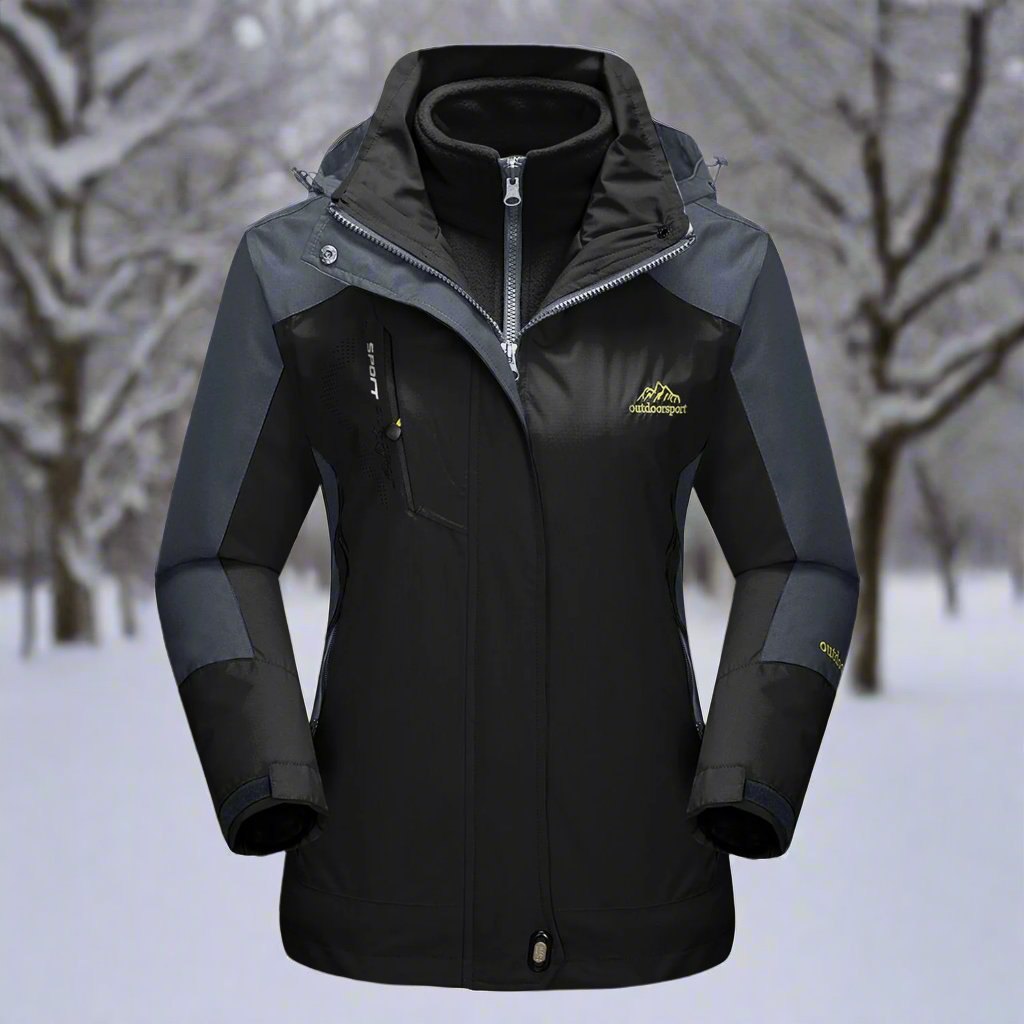 Women's Shell Jacket - Waterproof and Windproof - Insulated Lining - Detachable Hood - Adjustable Cuffs