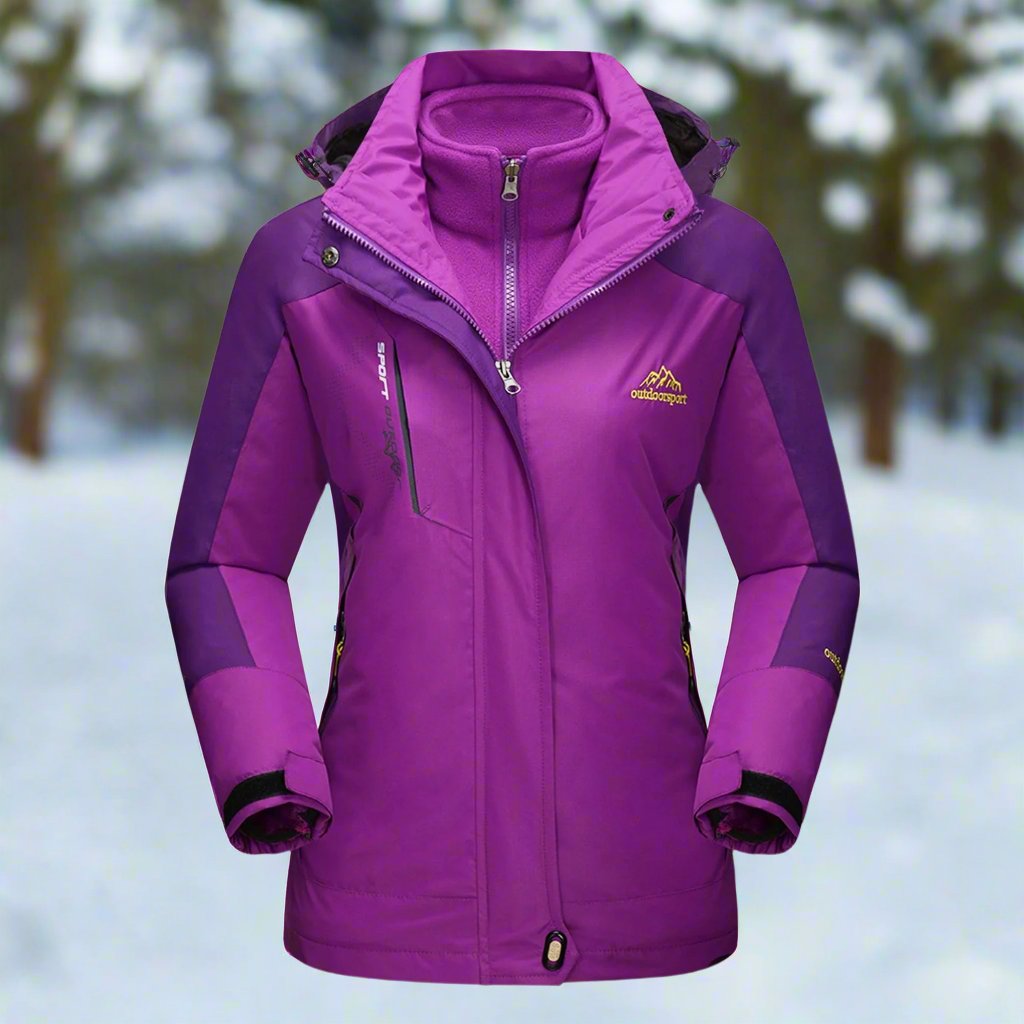Women's Shell Jacket - Waterproof and Windproof - Insulated Lining - Detachable Hood - Adjustable Cuffs