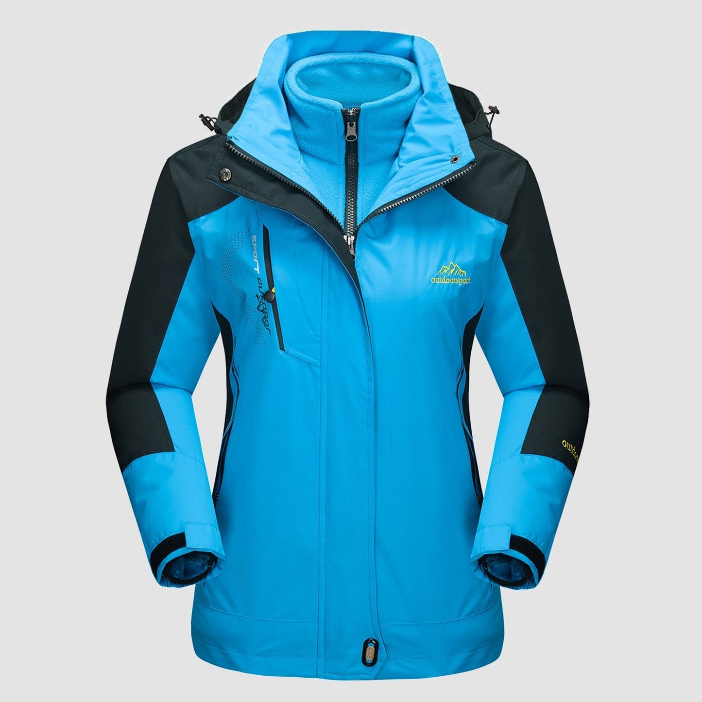 Women's Shell Jacket - Waterproof and Windproof - Insulated Lining - Detachable Hood - Adjustable Cuffs