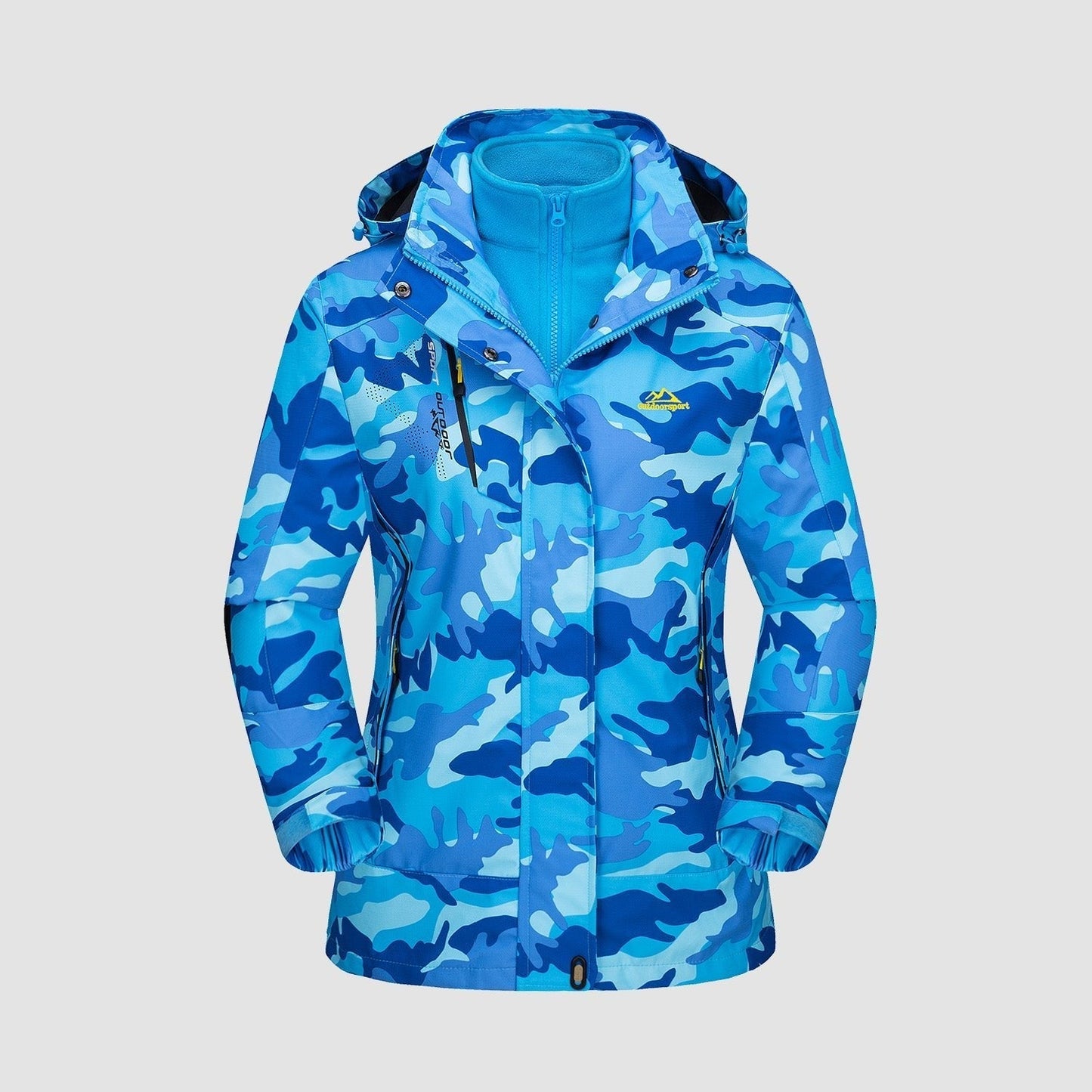 Women's Shell Jacket - Waterproof and Windproof - Insulated Lining - Detachable Hood - Adjustable Cuffs